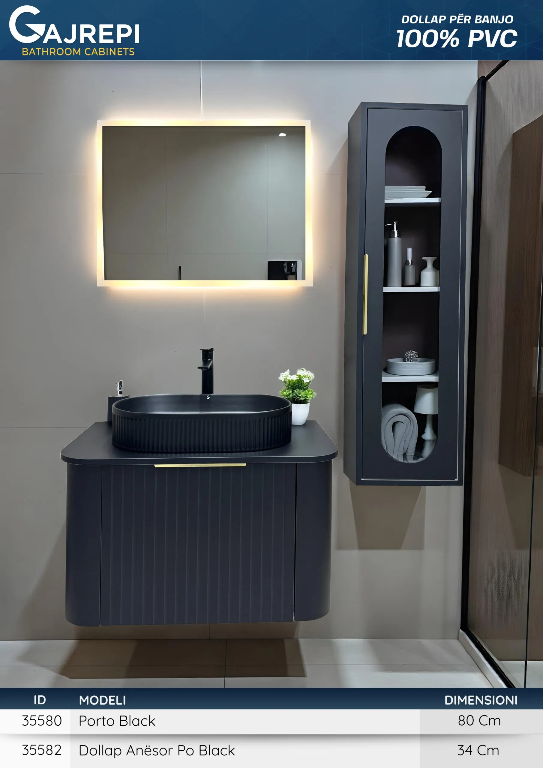 Dollap Porto Black 80 Cm